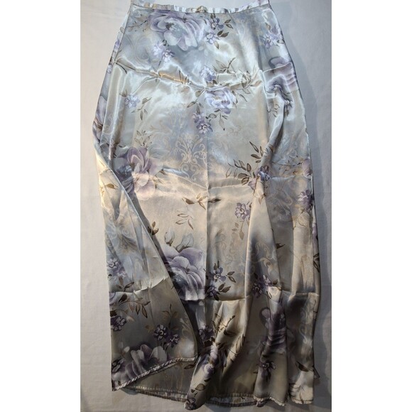 Kathie Lee Floral Maxi Skirt Sz 6 Purple Gray Vintage Polyester USA Made - Picture 1 of 9